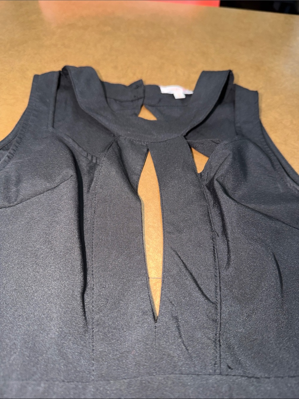 Luxxel Black Sleeveless Fit-&-Flare Mini Cocktail Dress w/ Keyhole Horsehair Hem - Picture 7 of 10